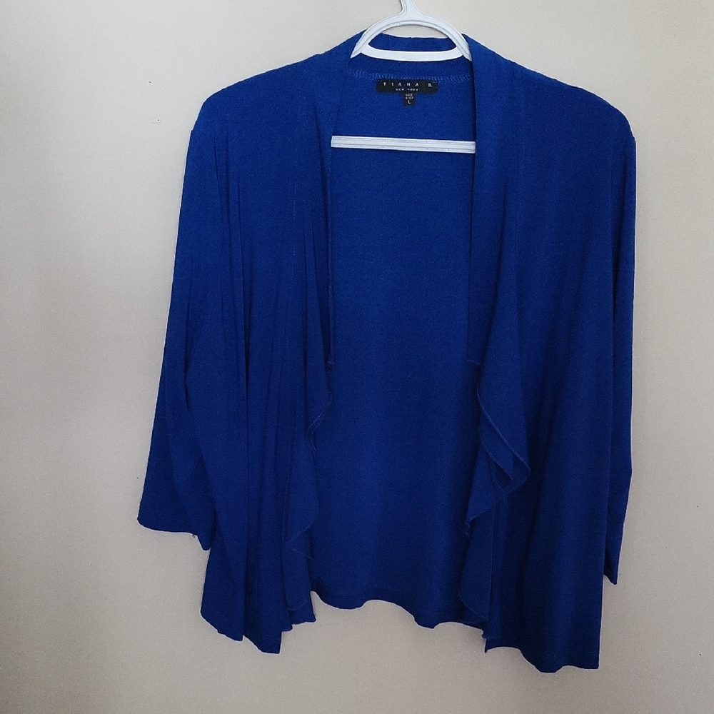 Elegant Blue Open Front Cardigan